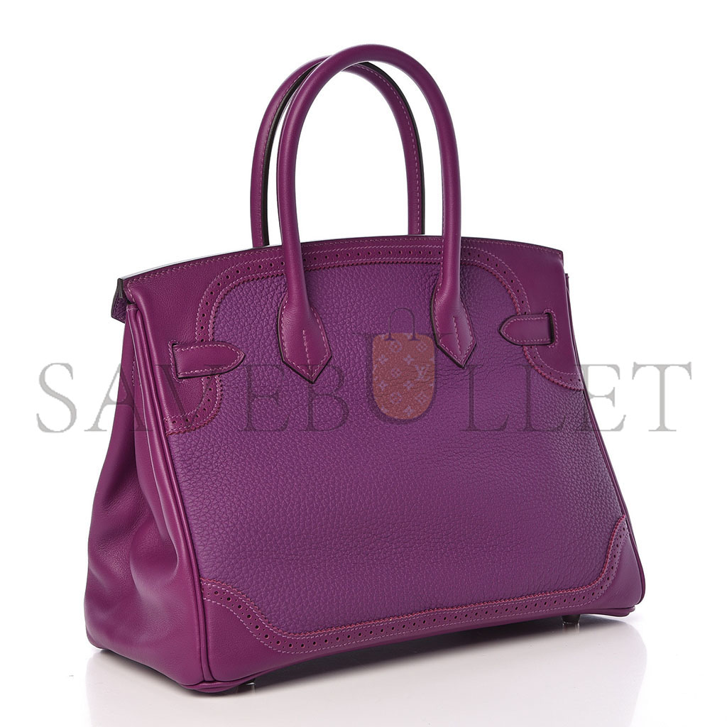 HERMÈS MASTER BIRKIN 30 LACE SERIES ANEMONE PURPLE SILVER BUCKLE 488484 (30*22*15cm)